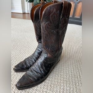 Women’s Brown Ostrich & Leather Western Boots